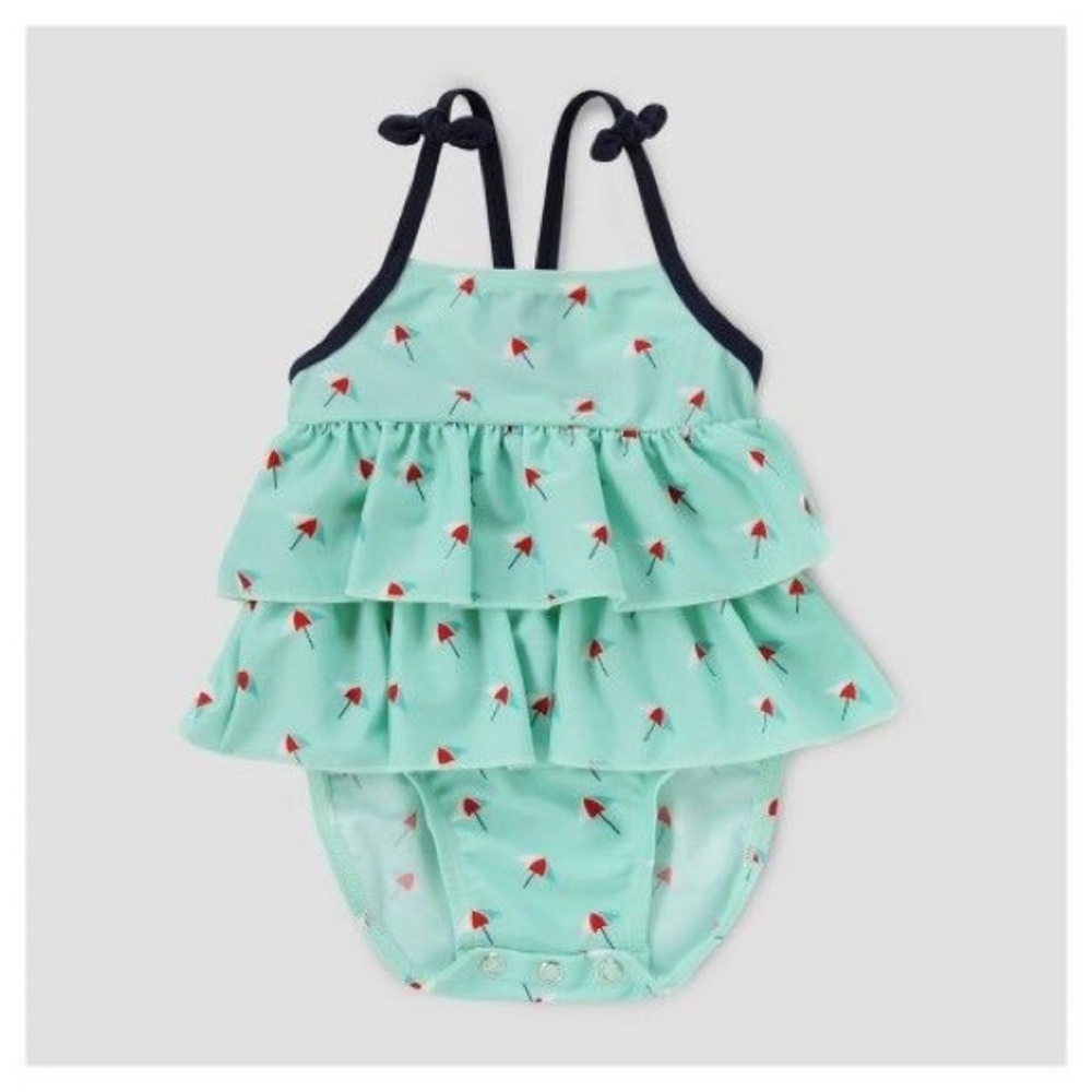 Umbrella Print Tiered Ruffle Swimsuit Size 6-9 mo